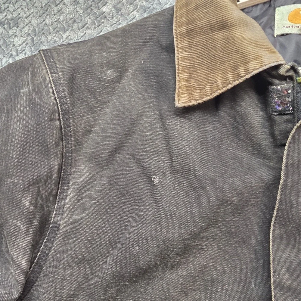 Carhartt Arctic Jacket Men's XXL Black Distressed Duck Canvas Faded Workwear VTG